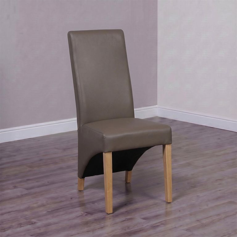 Wave Dining Chair - Set of 2 - Mushroom Bonded Leather