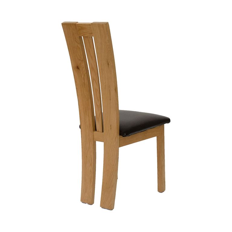 Dennis Dining Chair - Set of 2 - Oak - Dark Brown Leather