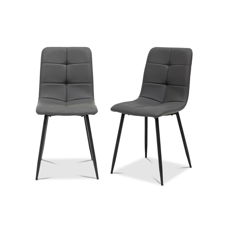 Dining Chairs - Set of 4 - Faux Leather - Charcoal