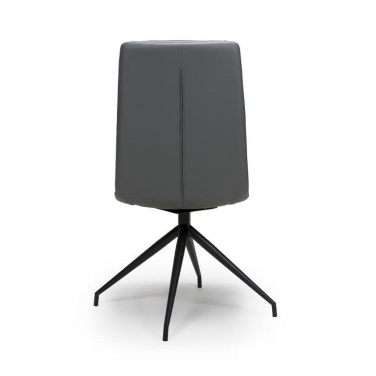 Nobo Swivel Dining Chair - Set of 2 - Grey Faux Leather - Black Legs