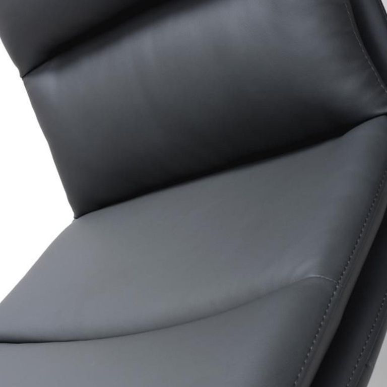 Nobo Swivel Dining Chair - Set of 2 - Grey Faux Leather - Black Legs