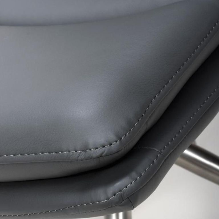 Nobo Swivel Dining Chair - Set of 2 - Grey Faux Leather - Chrome Legs