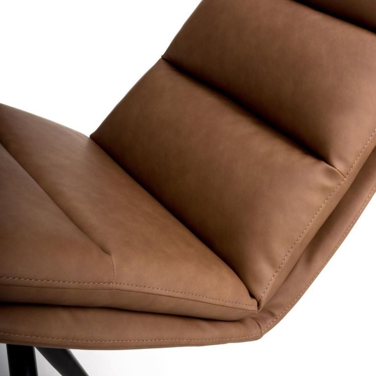Nobo Swivel Dining Chair - Set of 2 - Tan Faux Leather - Black Legs