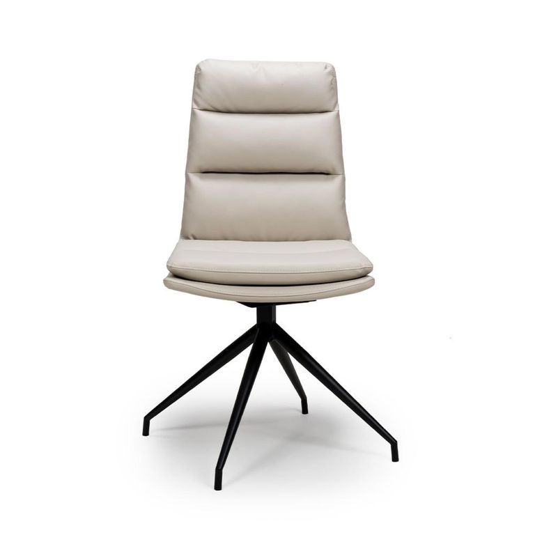 Nobo Swivel Dining Chair - Set of 2 - Taupe Faux Leather - Black Legs