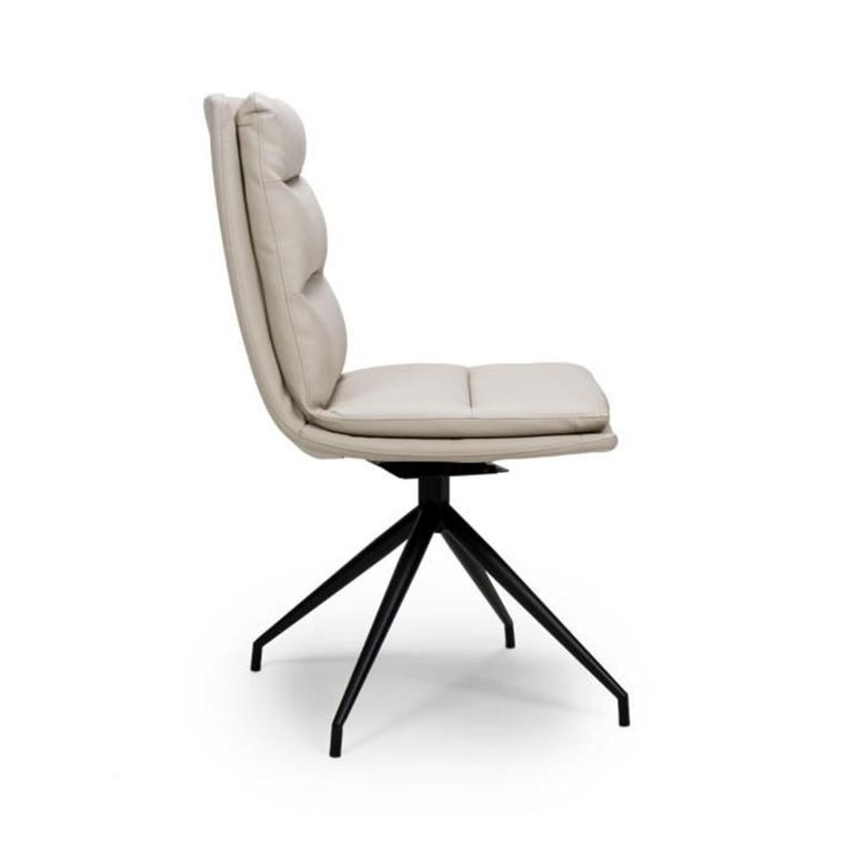 Nobo Swivel Dining Chair - Set of 2 - Taupe Faux Leather - Black Legs