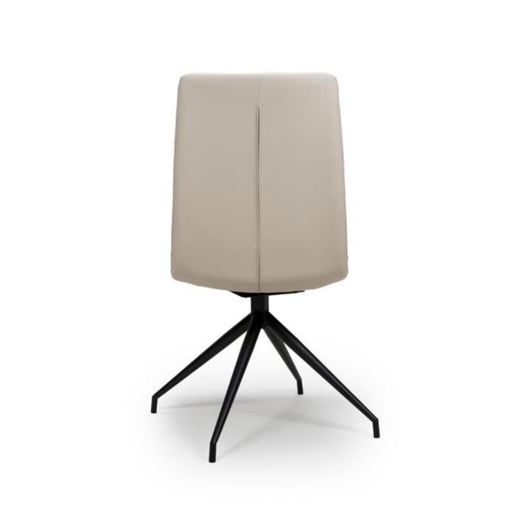 Nobo Swivel Dining Chair - Set of 2 - Taupe Faux Leather - Black Legs