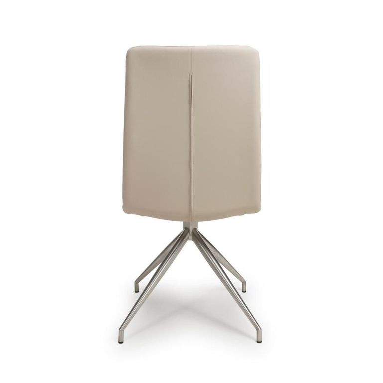 Nobo Swivel Dining Chair - Set of 2 - Taupe Faux Leather - Chrome Legs
