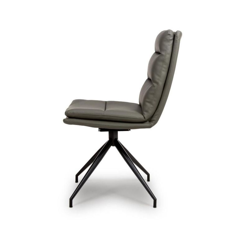 Nobo Swivel Dining Chair - Set of 2 - Truffle Faux Leather - Black Legs