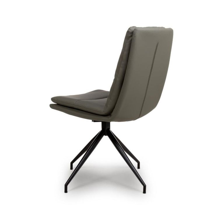 Nobo Swivel Dining Chair - Set of 2 - Truffle Faux Leather - Black Legs