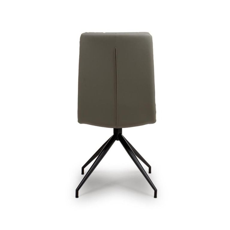 Nobo Swivel Dining Chair - Set of 2 - Truffle Faux Leather - Black Legs