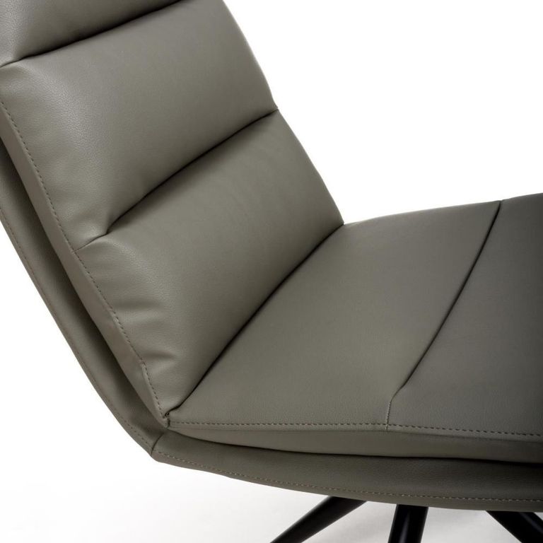 Nobo Swivel Dining Chair - Set of 2 - Truffle Faux Leather - Black Legs