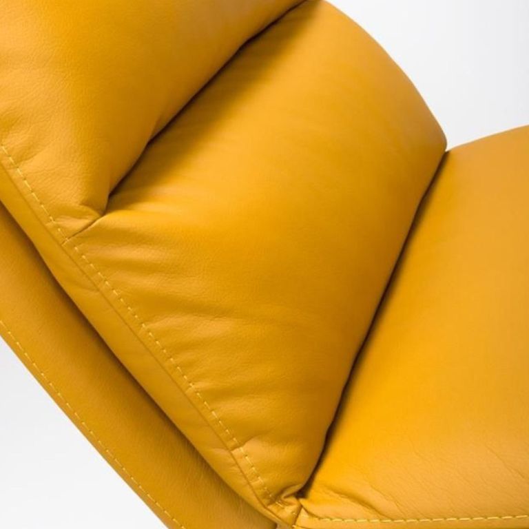Nobo Swivel Dining Chair - Set of 2 - Yellow Faux Leather - Black Legs