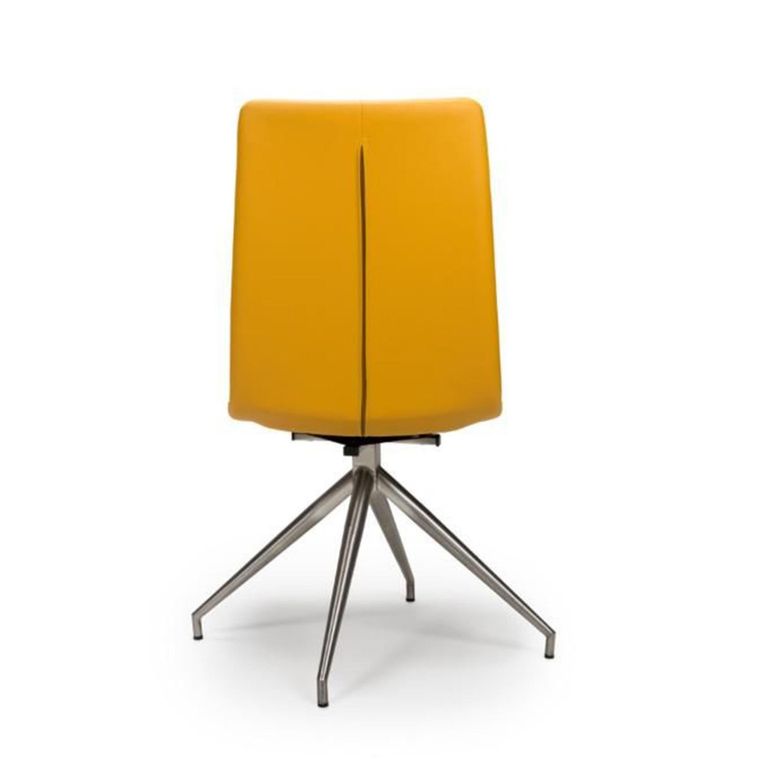 Nobo Swivel Dining Chair - Set of 2 - Yellow Faux Leather - Chrome Legs