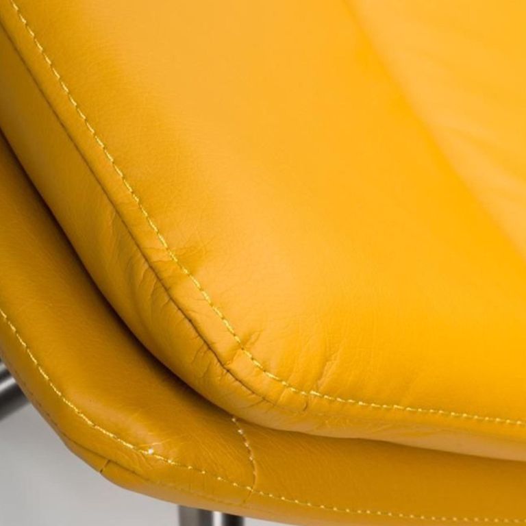 Nobo Swivel Dining Chair - Set of 2 - Yellow Faux Leather - Chrome Legs