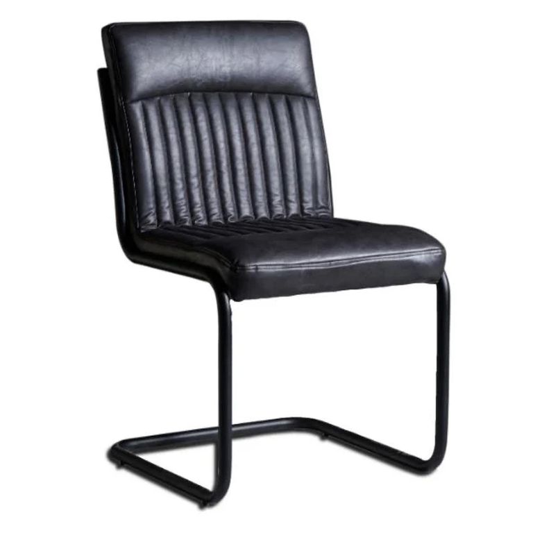 Baltic Dining Chairs - Set of 2 - Cantilever - Dark Grey Faux Leather