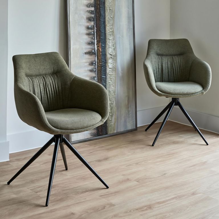 Boden Carver Dining Chair - Set of 2 - Green Fabric