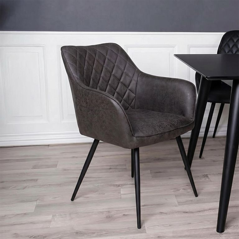 Charlie Dining Chair - Set of 2 - Grey Faux Leather