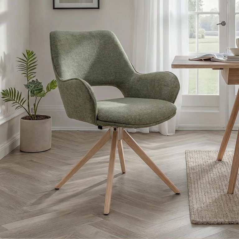 Perth Swivel Dining Chair - Set of 2 - Green Fabric