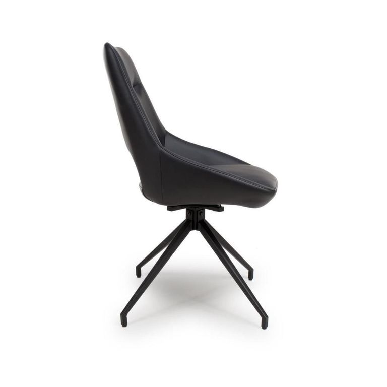 Ace Swivel Dining Chair - Set of 2 - Black Faux Leather