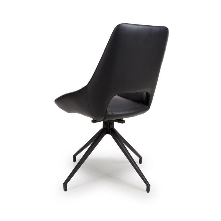 Ace Swivel Dining Chair - Set of 2 - Black Faux Leather