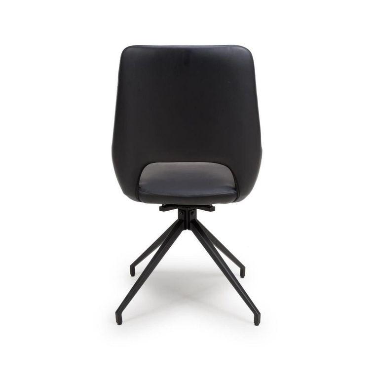 Ace Swivel Dining Chair - Set of 2 - Black Faux Leather