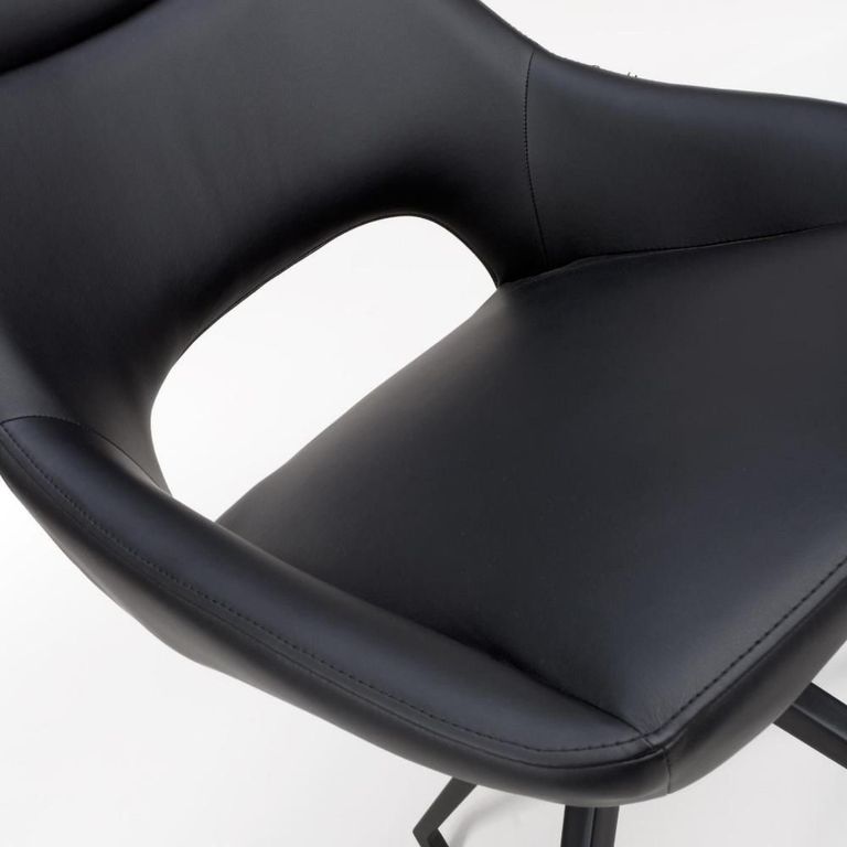 Ace Swivel Dining Chair - Set of 2 - Black Faux Leather