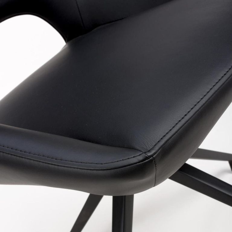 Ace Swivel Dining Chair - Set of 2 - Black Faux Leather