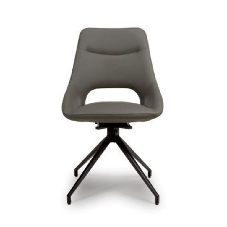 Ace Swivel Dining Chair - Set of 2 - Grey Faux Leather