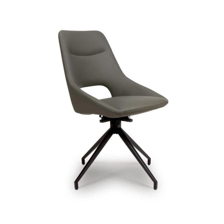 Ace Swivel Dining Chair - Set of 2 - Grey Faux Leather