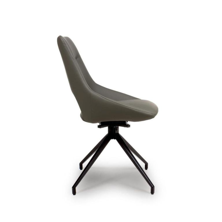 Ace Swivel Dining Chair - Set of 2 - Grey Faux Leather