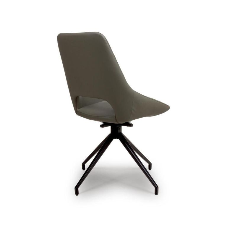 Ace Swivel Dining Chair - Set of 2 - Grey Faux Leather