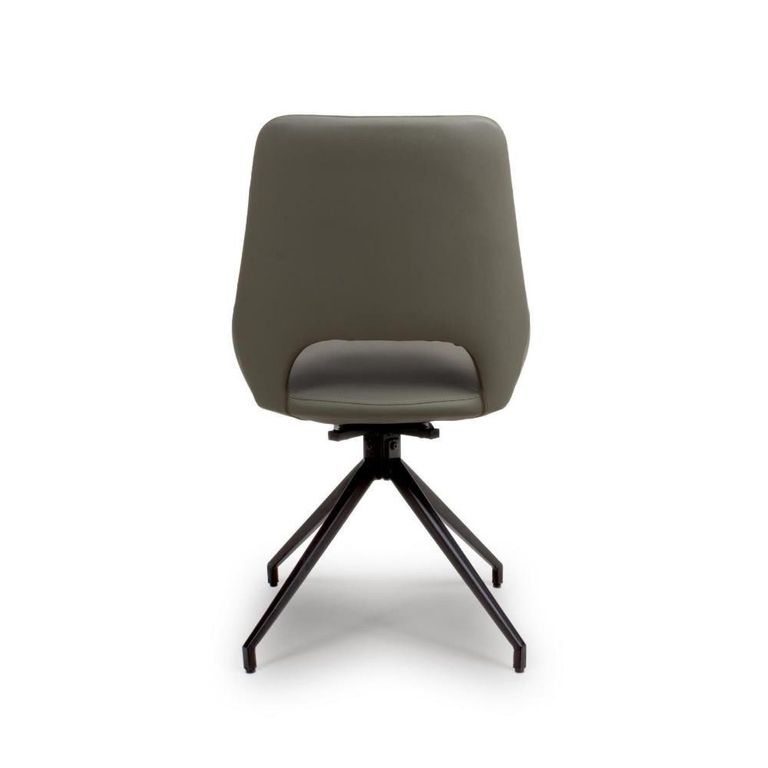Ace Swivel Dining Chair - Set of 2 - Grey Faux Leather