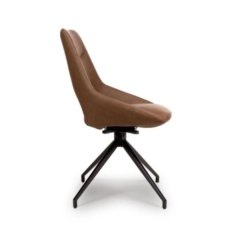 Ace Swivel Dining Chair - Set of 2 - Tan Faux Leather