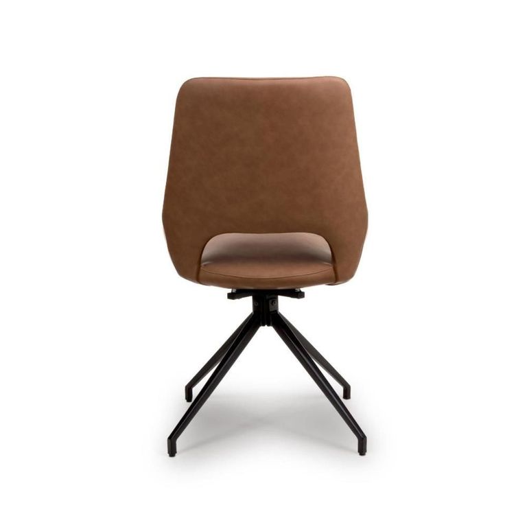 Ace Swivel Dining Chair - Set of 2 - Tan Faux Leather