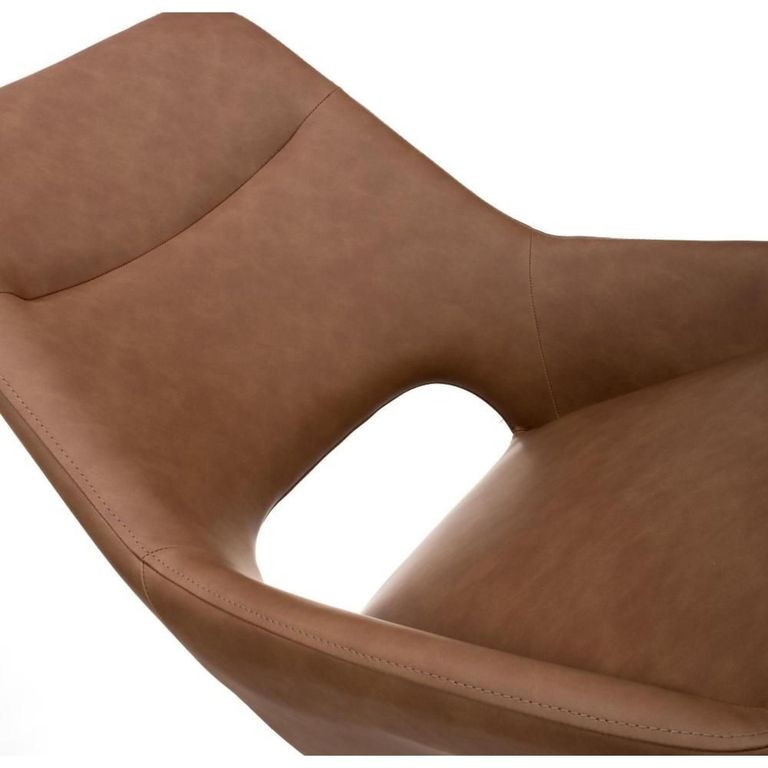 Ace Swivel Dining Chair - Set of 2 - Tan Faux Leather