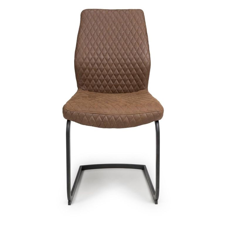 Charlie Cantilever Dining Chair - Set of 2 - Brown Faux Leather