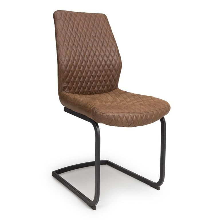 Charlie Cantilever Dining Chair - Set of 2 - Brown Faux Leather