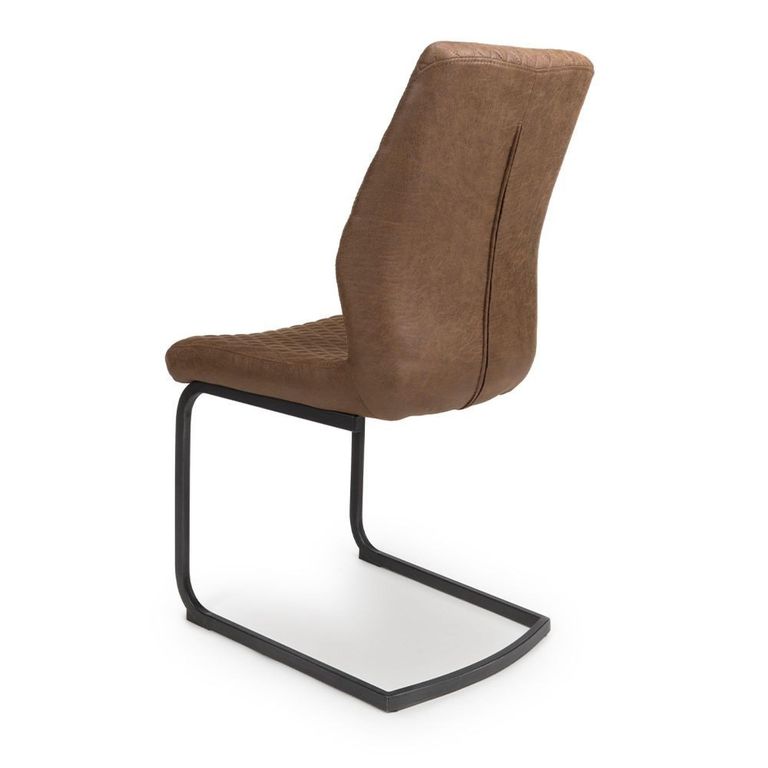 Charlie Cantilever Dining Chair - Set of 2 - Brown Faux Leather