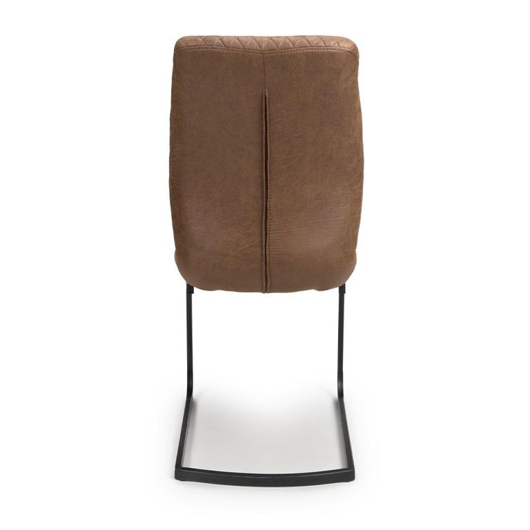 Charlie Cantilever Dining Chair - Set of 2 - Brown Faux Leather
