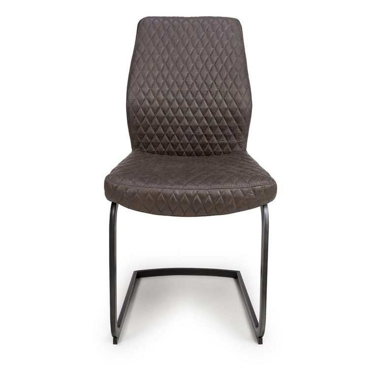 Charlie Cantilever Dining Chair - Set of 2 - Grey Faux Leather