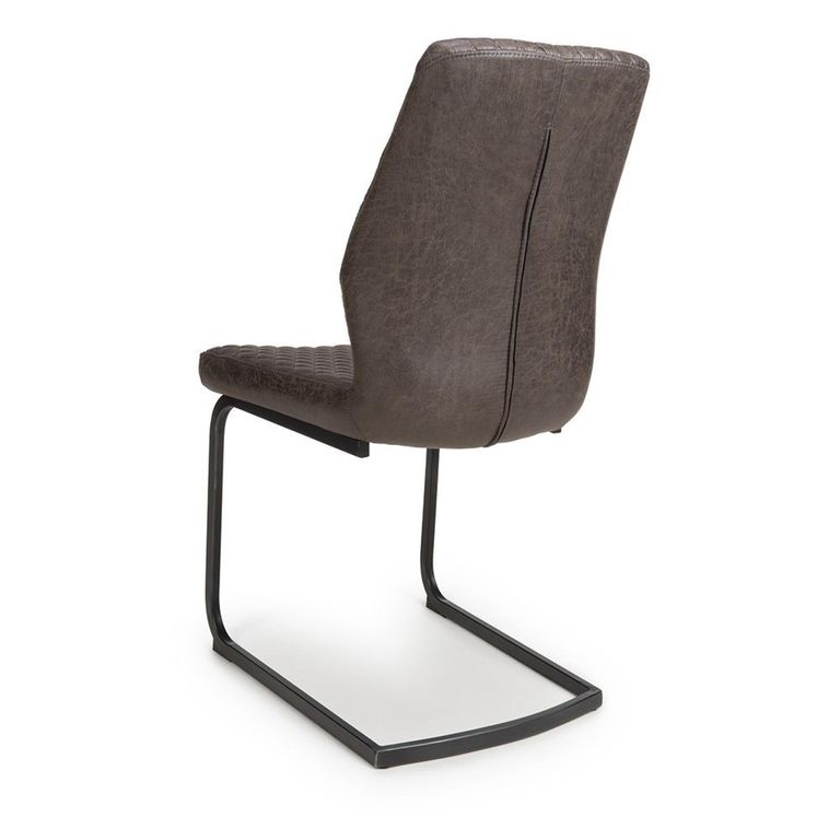 Charlie Cantilever Dining Chair - Set of 2 - Grey Faux Leather