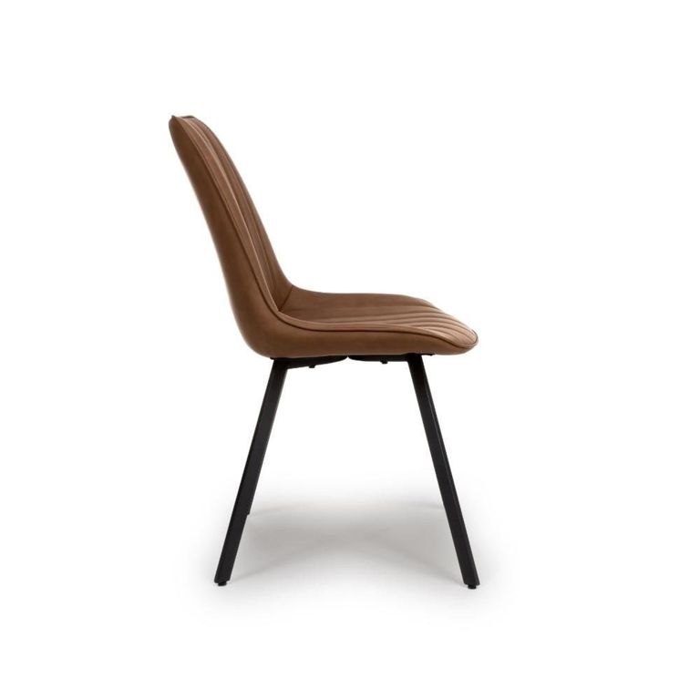 Miro Dining Chair - Set of 2 - Tan Brown Faux Leather