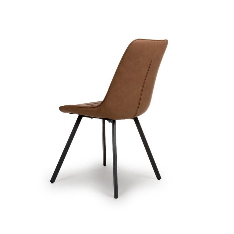 Miro Dining Chair - Set of 2 - Tan Brown Faux Leather