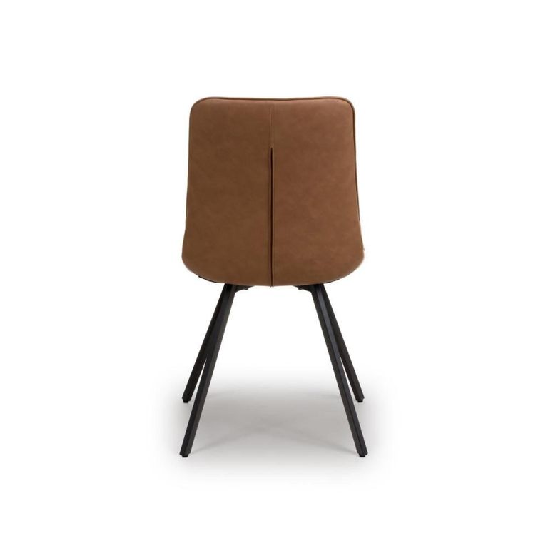 Miro Dining Chair - Set of 2 - Tan Brown Faux Leather