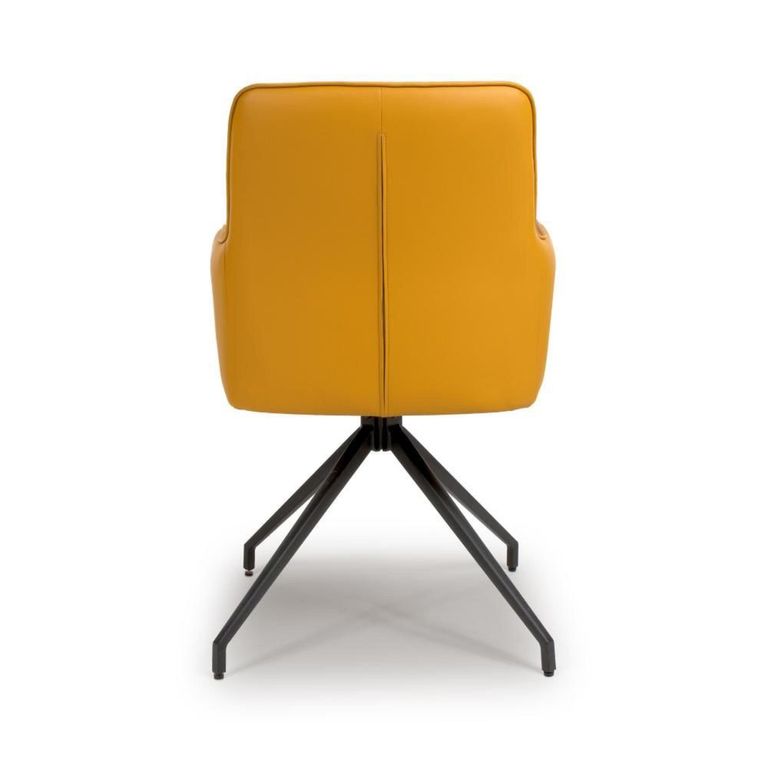 Nix Swivel Dining Chair - Set of 2 - Yellow Faux Leather