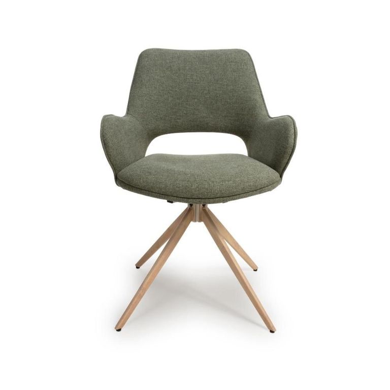 Perth Swivel Dining Chair - Set of 2 - Green Fabric