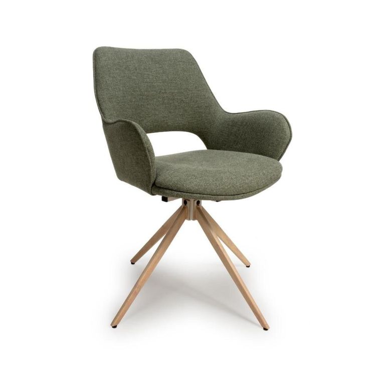 Perth Swivel Dining Chair - Set of 2 - Green Fabric