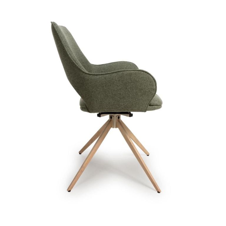 Perth Swivel Dining Chair - Set of 2 - Green Fabric