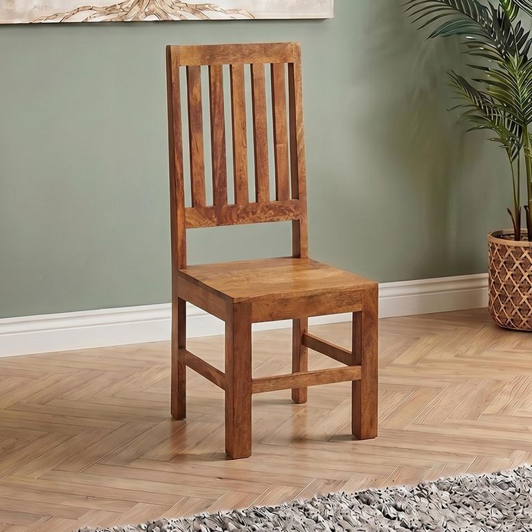 Dakota Dining Chairs - Set of 2 - Slatted Back - Light Mango Wood