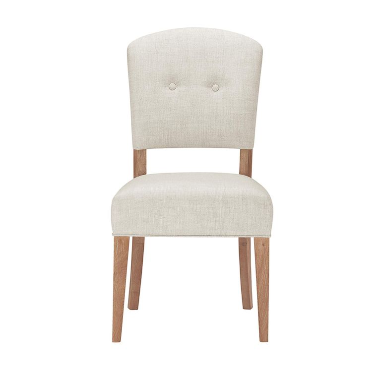 Cannes Dining Chair - Set of 2 - Round - Linen Fabric - Timber Wood